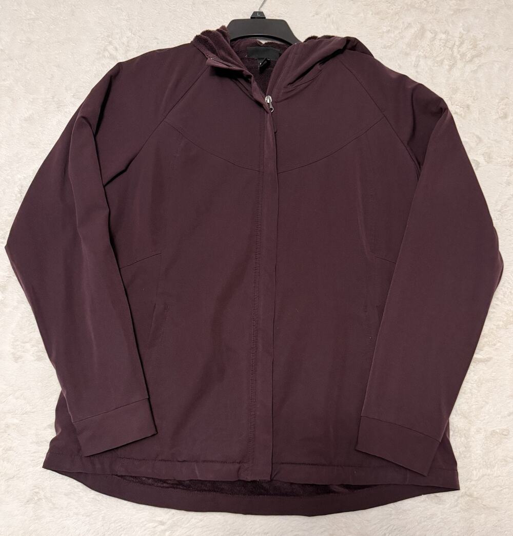 Gorpcore Kirkland Signature Women XL Burgundy Softshell Fleece Hooded Jacket